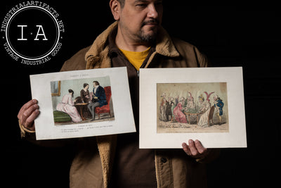 Two 1800s Lithos - L'Amour A Paris, London Party at Pope Joan