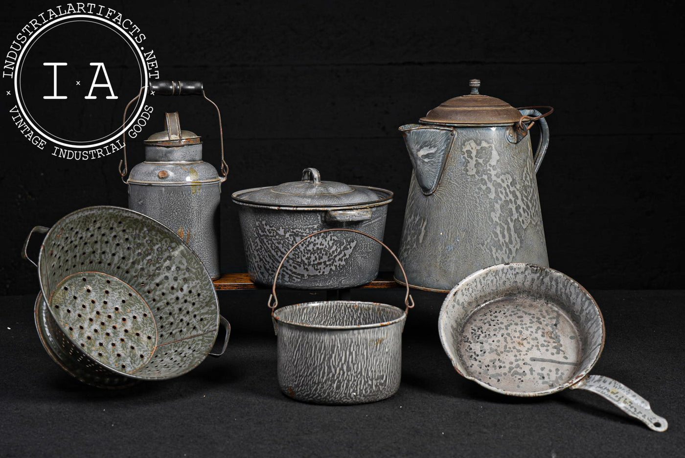 Vintage Six-Piece Graniteware Kitchen Set
