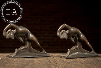 Pair of Vintage Cast Iron Figural Nude Art Deco Bookends