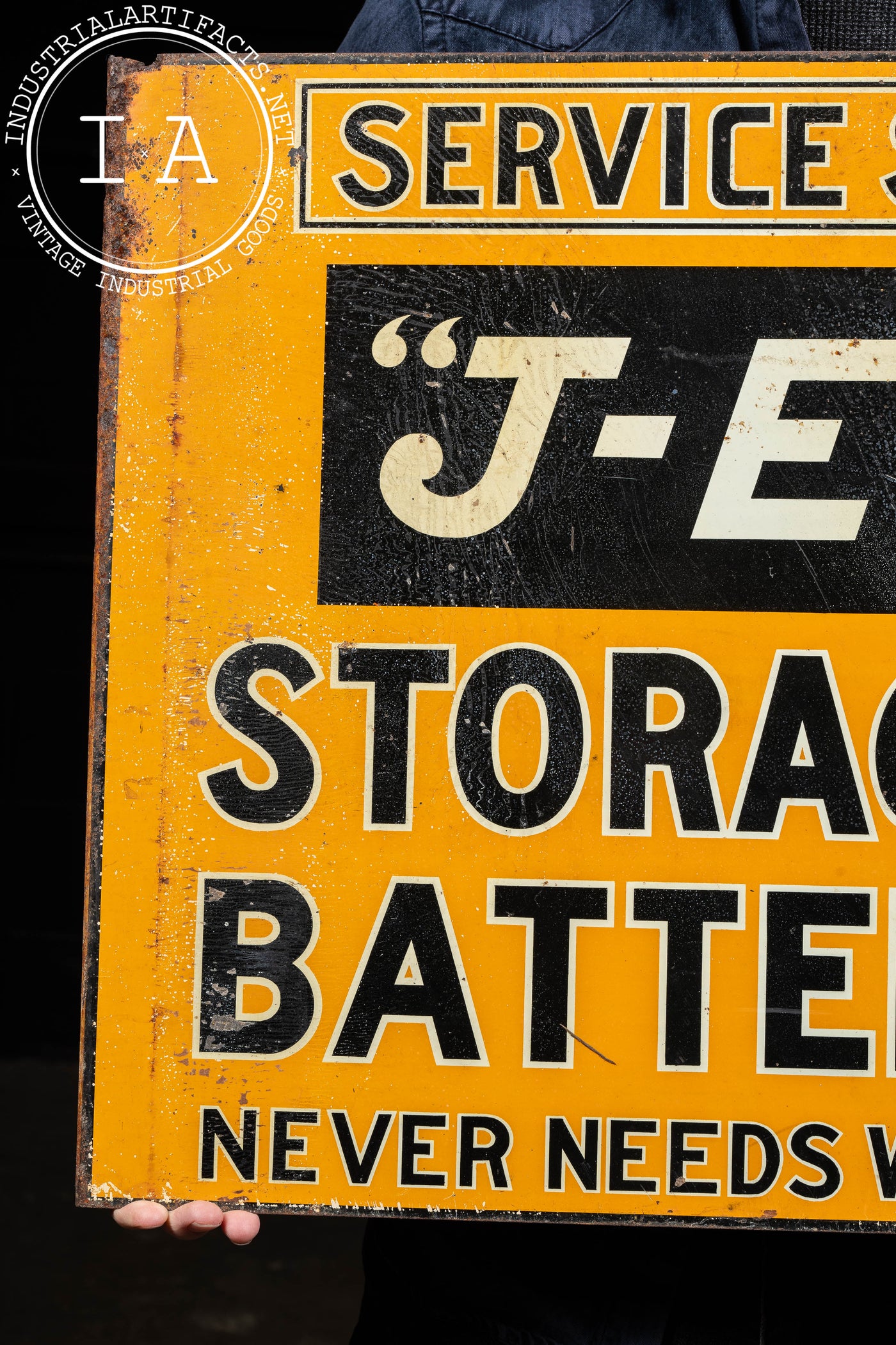 Early 20th Century "J-E" Storage Battery Flange Sign