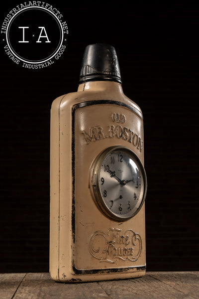 c. 1940s Old Mr. Boston Advertising Bottle Display w. Gilbert 8-Day Clock