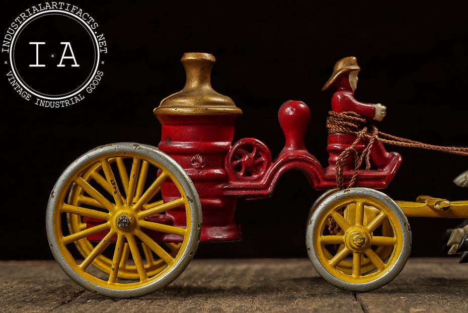 Kenton Cast Iron Horse Drawn Fire Pumper with Driver