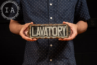 Early 20th Century Scalloped Glass Lavatory Sign