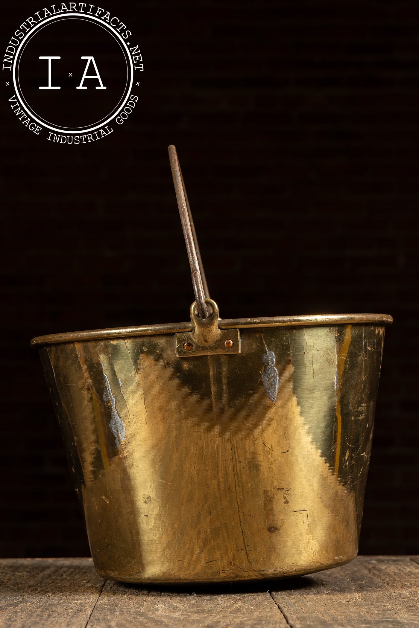 1866 Patent Brass Water Pail with Iron Bail Handle by Hayden's