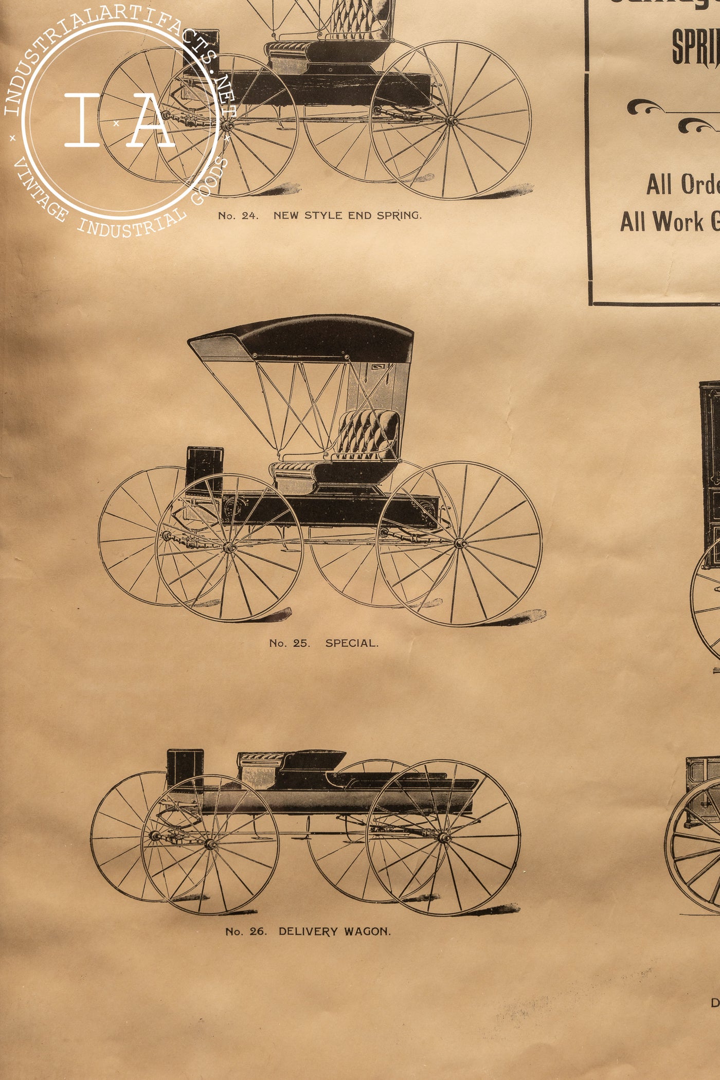 Antique John Hollenstein Carriage Factory Broadside, Framed