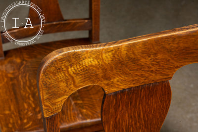 Late 19th Century Oak Poker Table With Four Chairs