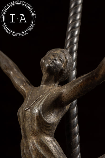 c. 1900 Art Nouveau Figural Woman Lamp With Ashtray