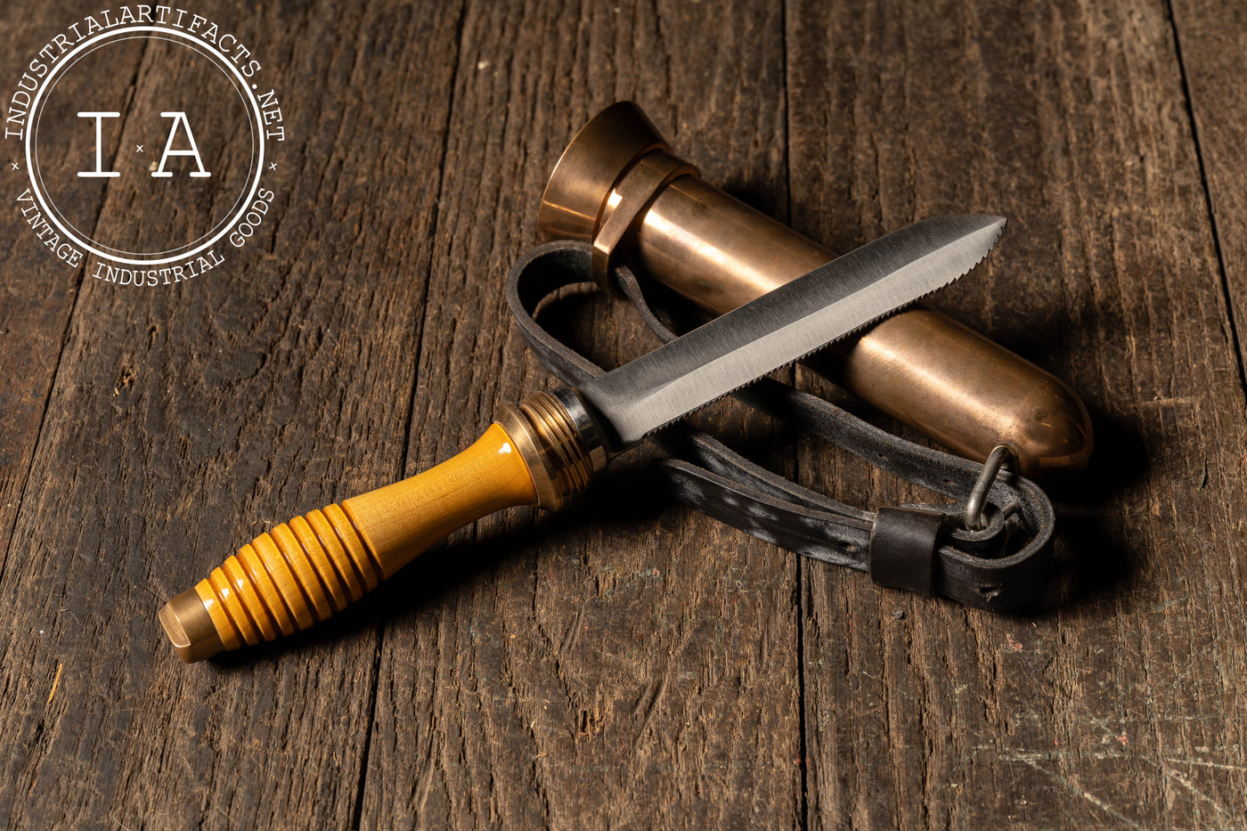 WWII-Era Serrated U.S. Navy Diver’s Knife with Defensive Sheath by DESCO