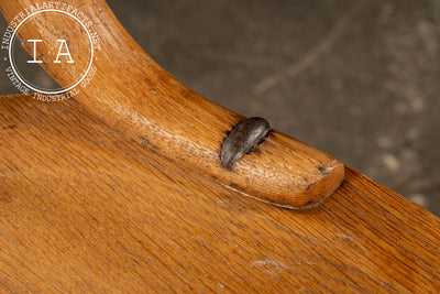 Antique Quarter-Sawn Oak Dining Chair with Cast Iron Bracings
