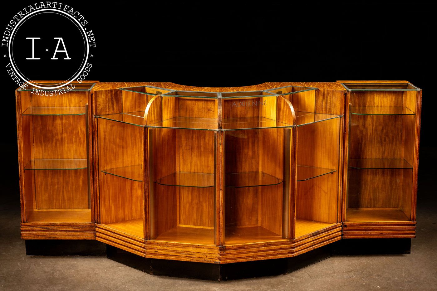 Art Deco Lighted Oak Display Counter