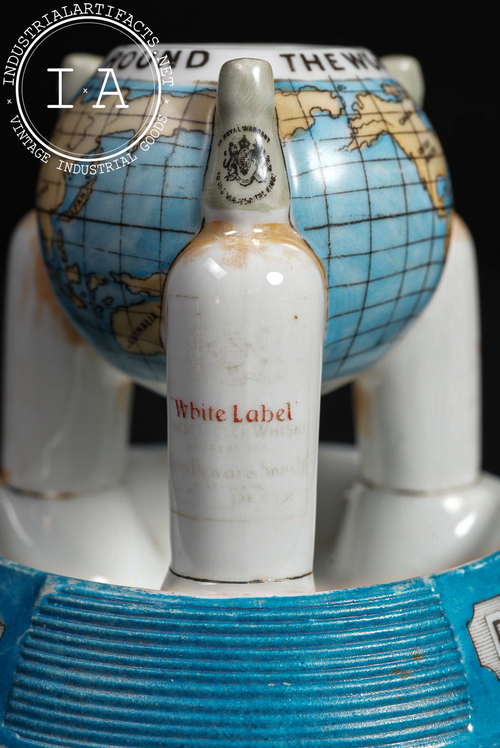 Dewar’s White Label Figural Globe Ceramic Match Holder