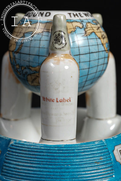 Dewar’s White Label Figural Globe Ceramic Match Holder