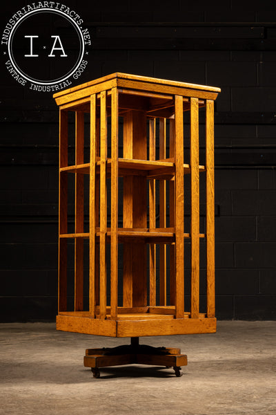 Early 20th Century Danner Revolving Tiger Oak Bookcase