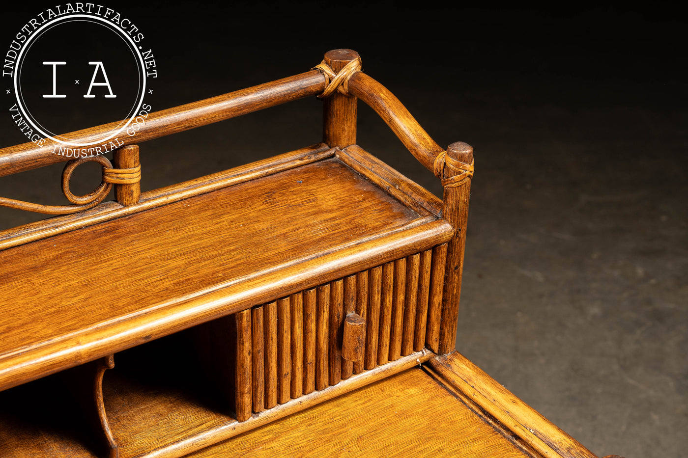 Mid-Century Rattan and Bamboo Stationery Desk and Chair by Lillian Vernon