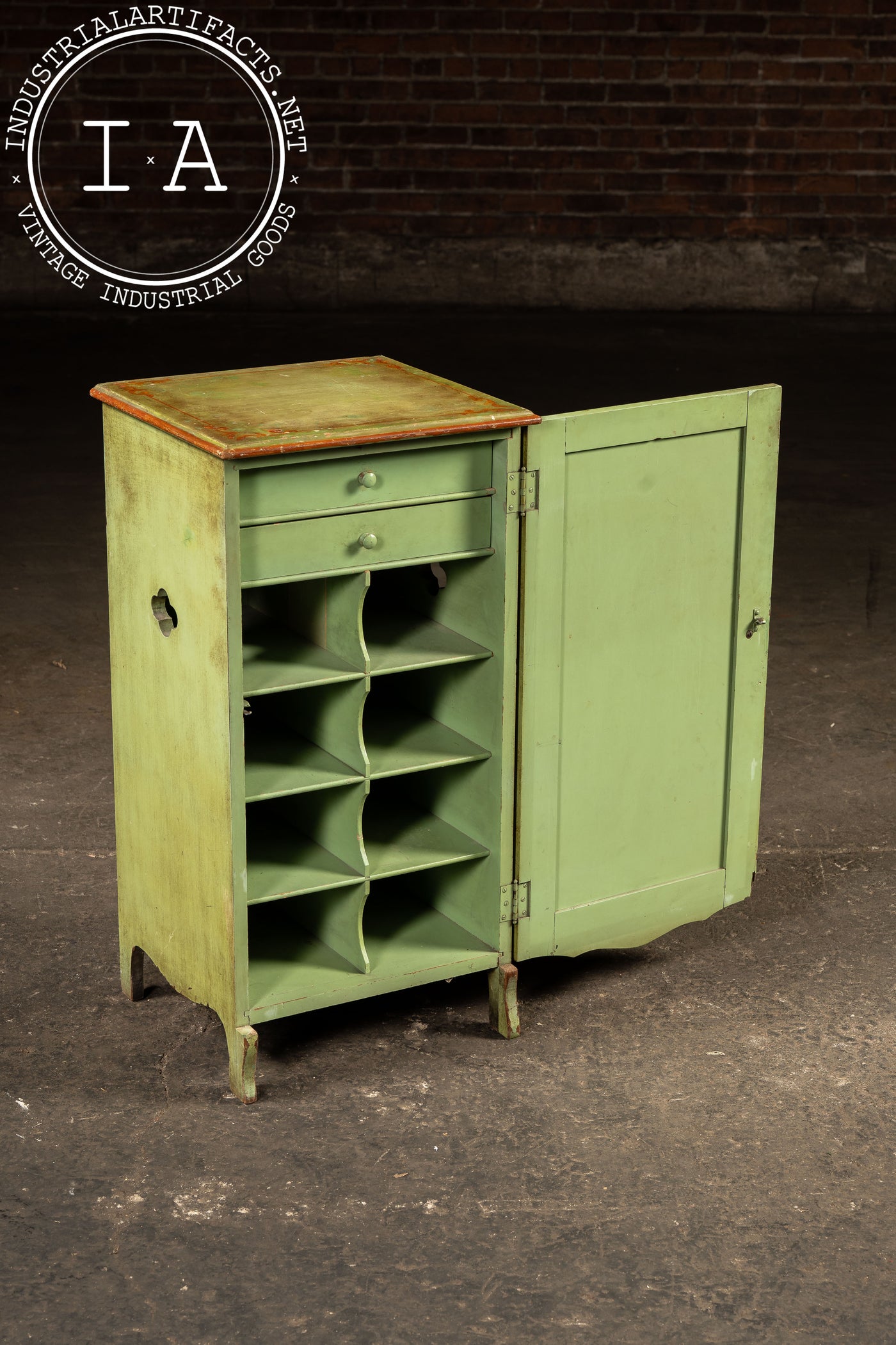 Mid-Century Hand-Painted Alpine Cabinet with Floral Panel