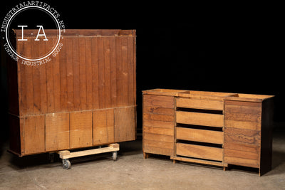 Antique Oak Farmhouse Hutch