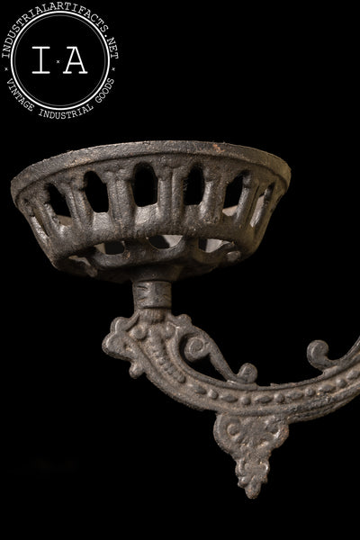 Early 20th Century Cast Iron Oil Lamp Sconce