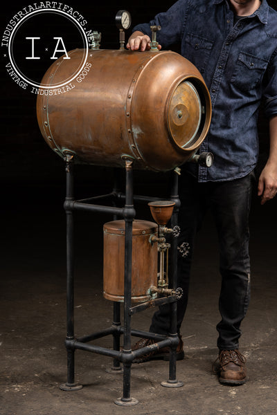 Antique Industrial Copper Pressure Vessel Apparatus