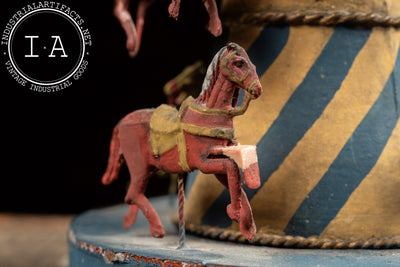 Antique Painted Tin Folk Art Carousel Toy