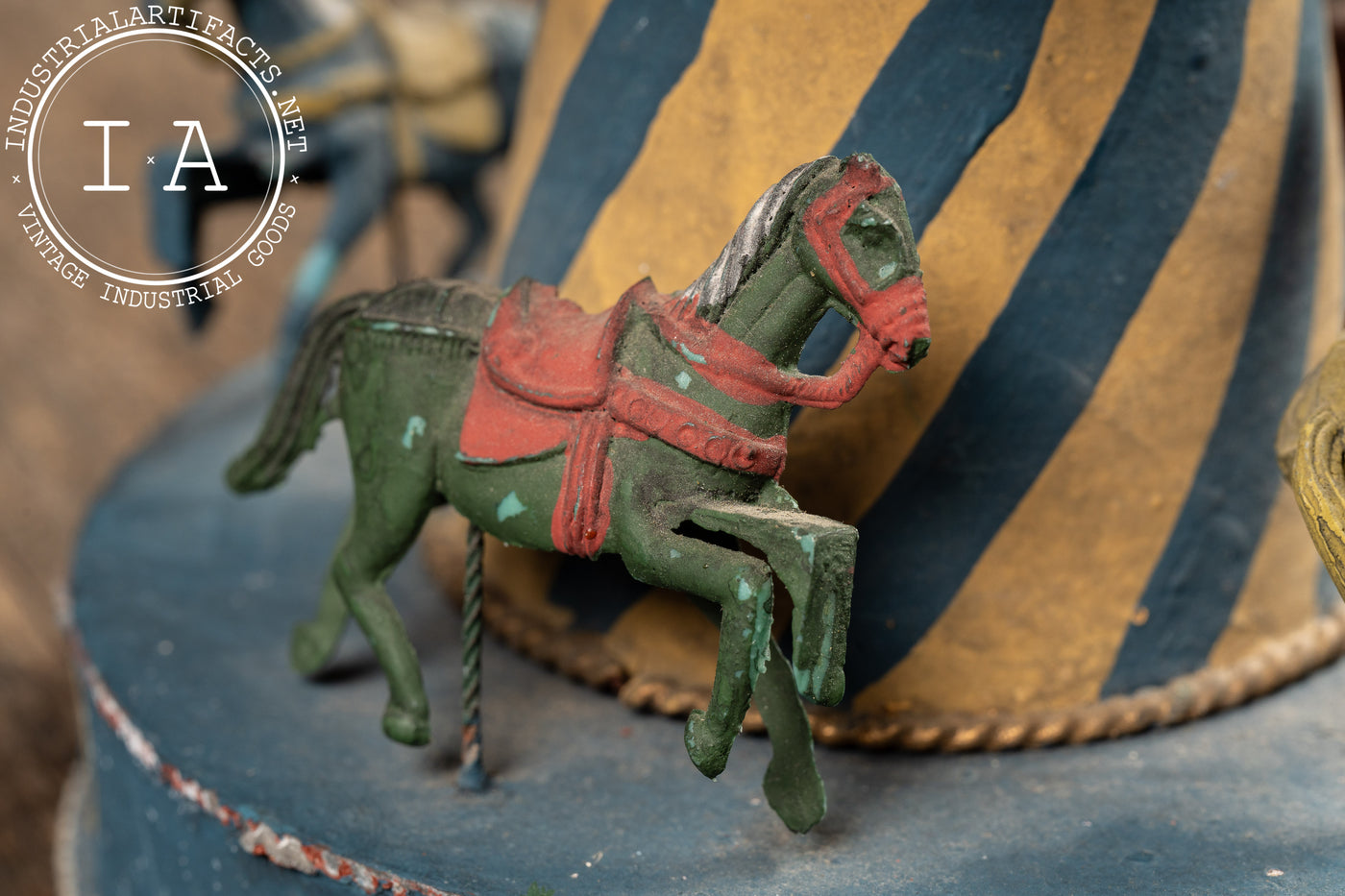 Antique Painted Tin Folk Art Carousel Toy