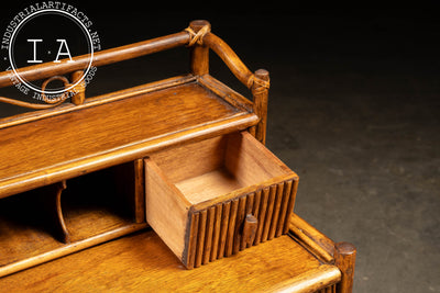 Mid-Century Rattan and Bamboo Stationery Desk and Chair by Lillian Vernon