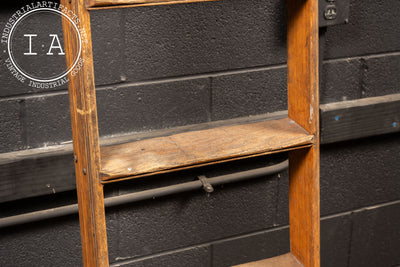 Antique Oak Rolling Library Ladder