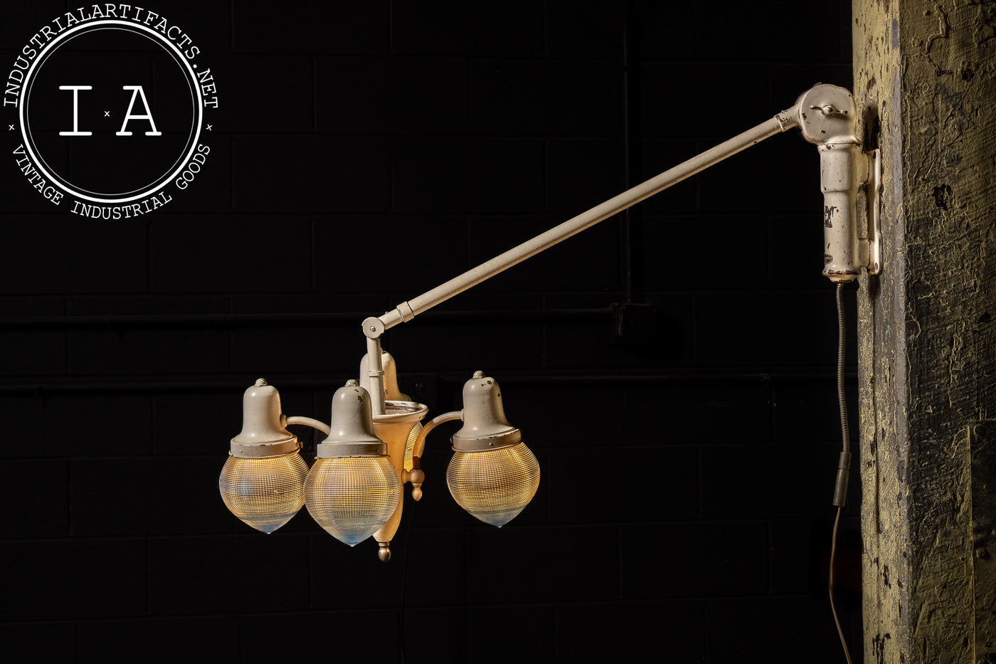 Antique Harry J. Bosworth Dental Lamp With Holophane Shades