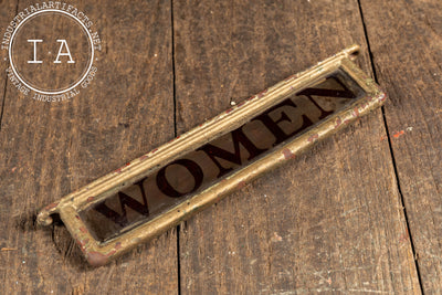 Vintage "Women" Mounted Etched Glass Pullman Car Restroom Sign