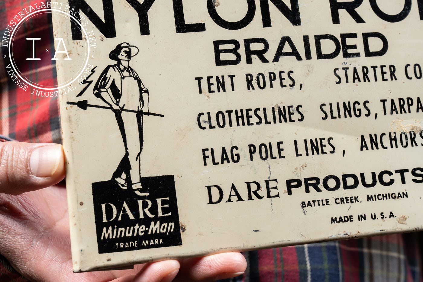 Vintage Dare Nylon Rope Tin Litho Advertising Sign