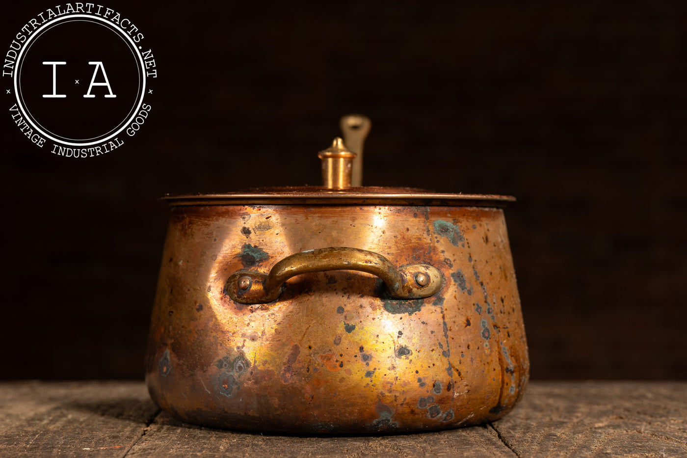 Antique French Copper Saucepan with Lid