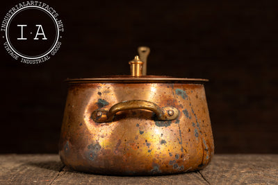 Antique French Copper Saucepan with Lid