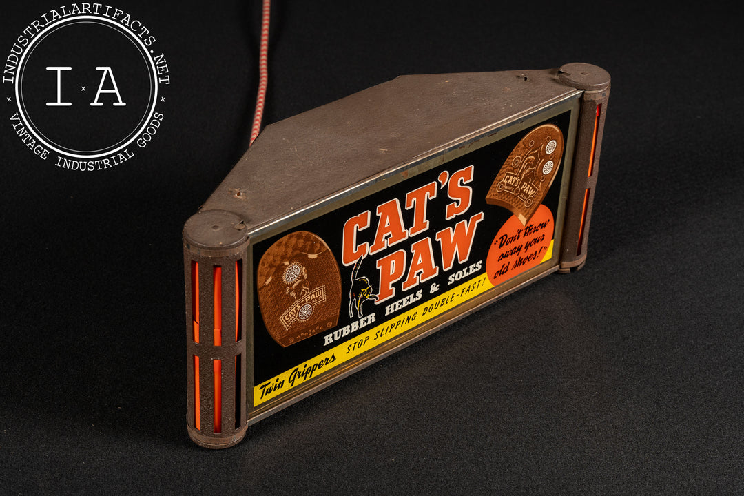 最終価格　CAT'S PAW　ビンテージ看板 Vintage Cat's Paw Rubber Heels Illuminated ROG Advertising Sign