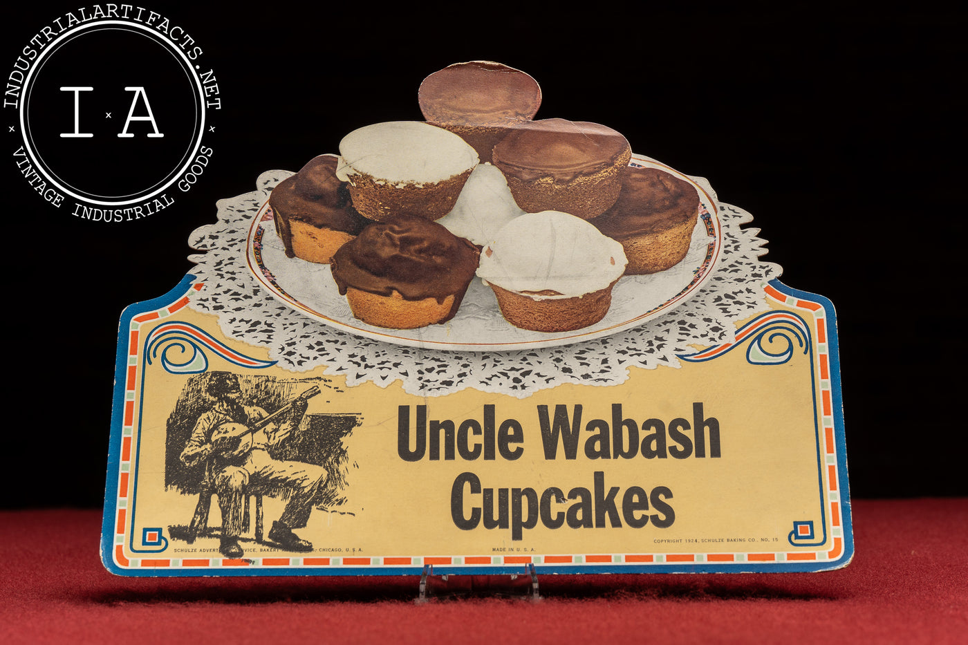 Antique Uncle Wabash Cupcakes Cardboard Advertising Display