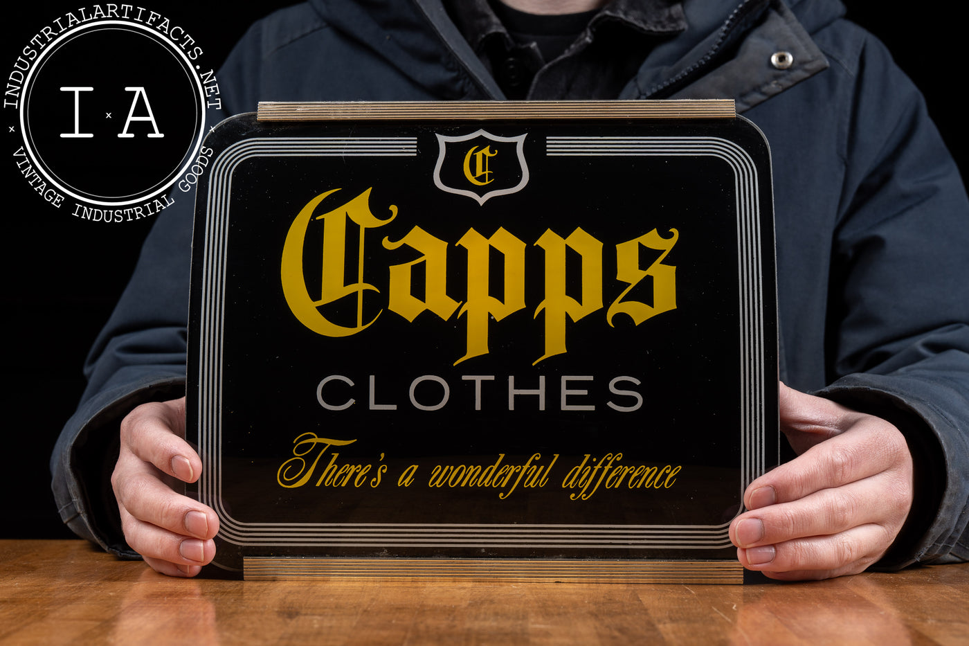 Capps Clothes Lighted Glass Sign