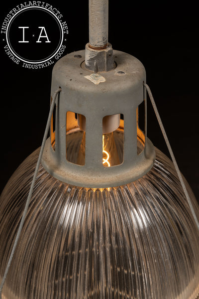 Vintage Industrial Holophane Ceiling Mount Light