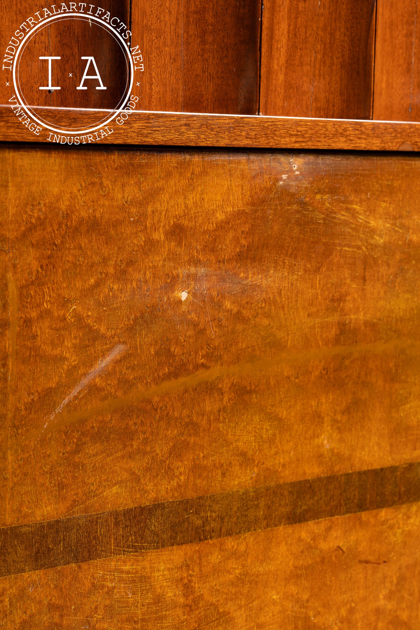 Vintage Art Deco Birdseye Maple Rolling Room Divider