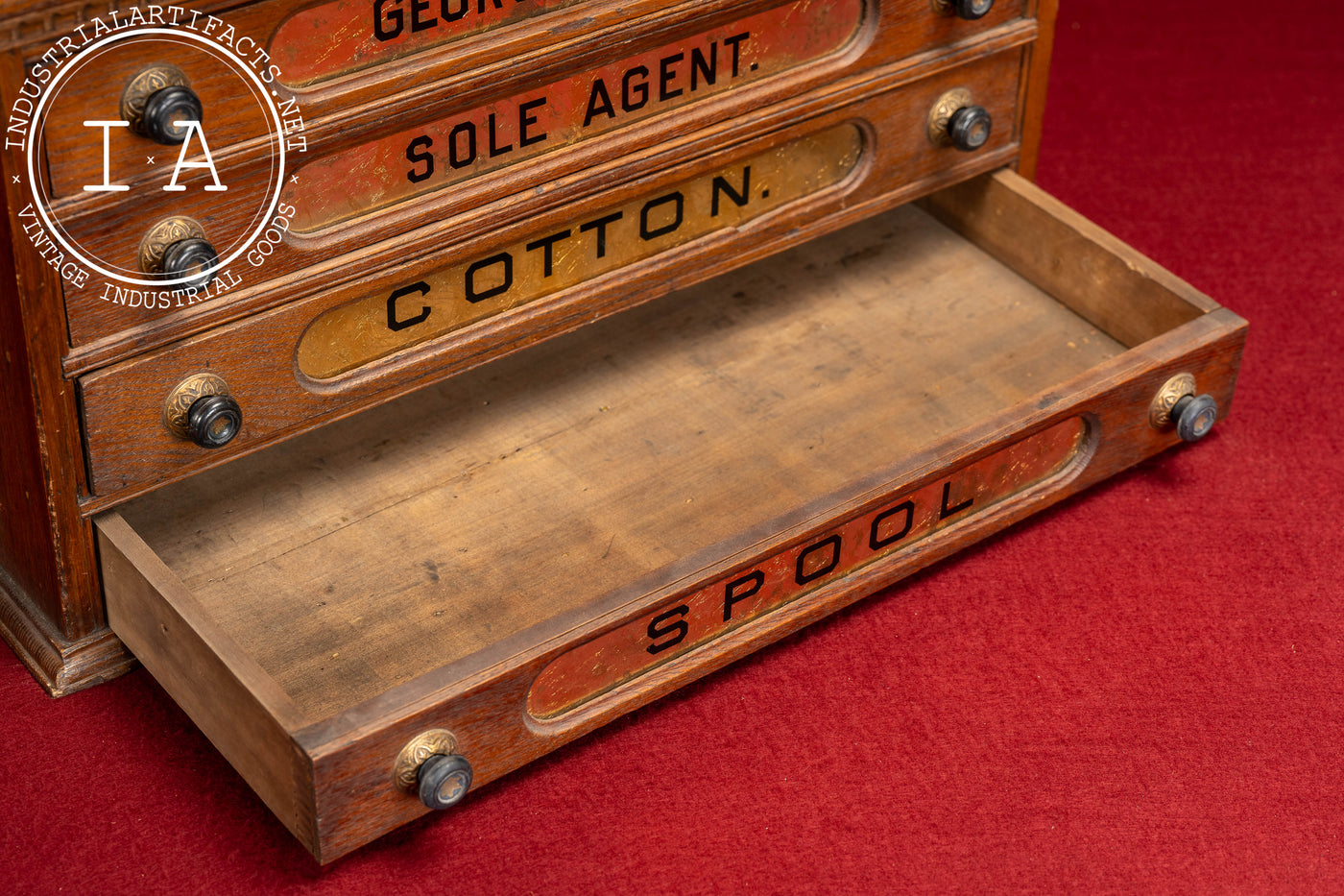 Late 19th Century Mercantile Countertop Wooden Spool Cabinet