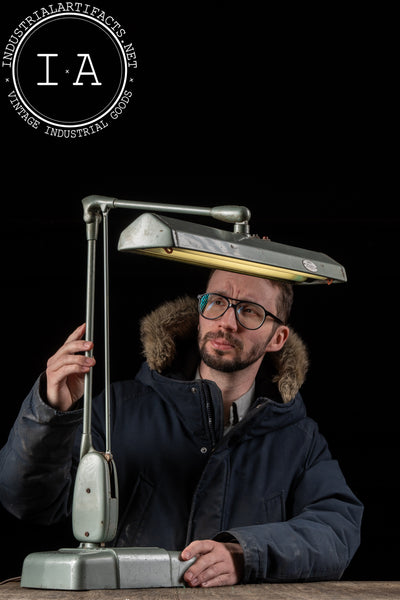 Vintage Floating Fluorescent No. 2324 Desk Lamp by Dazor in Gray