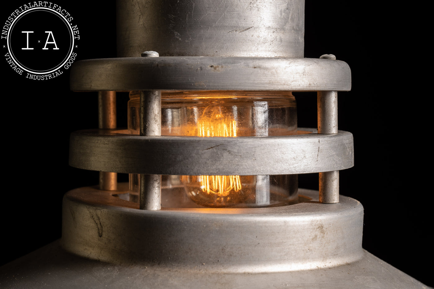 Vintage Atomic Age Industrial Wall Lamp with Glass Shade