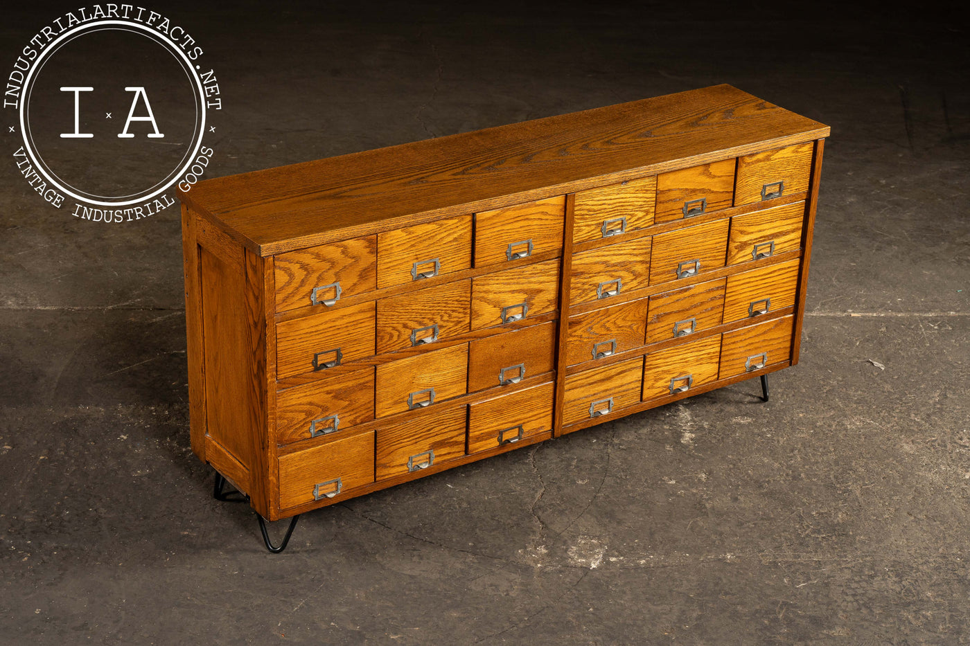 Vintage Oak 24-Drawer Apothecary