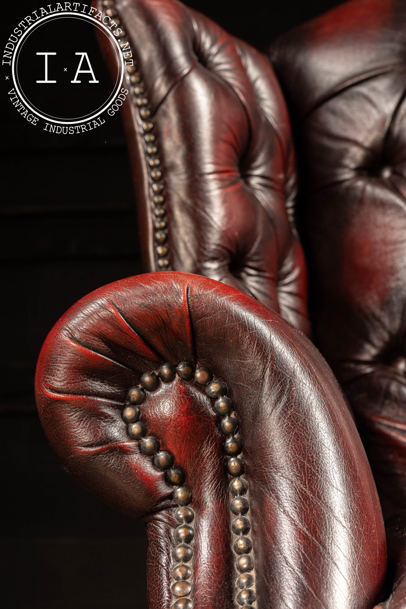 Vintage Tufted Leather Chesterfield Armchair in Oxblood