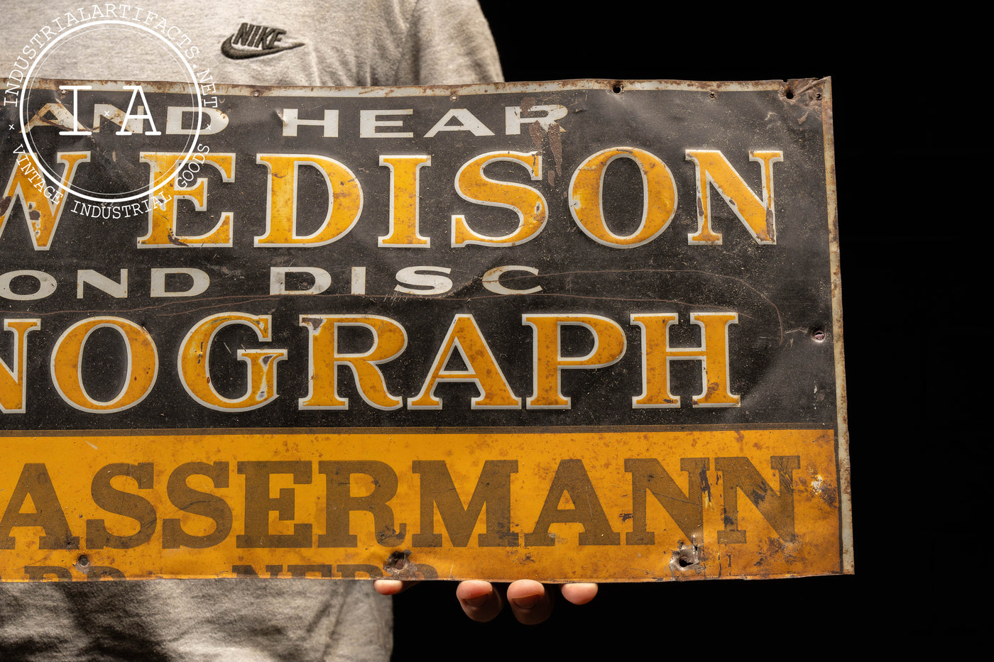 Early 20th Century Tin Litho Edison Phonograph Cut Sign