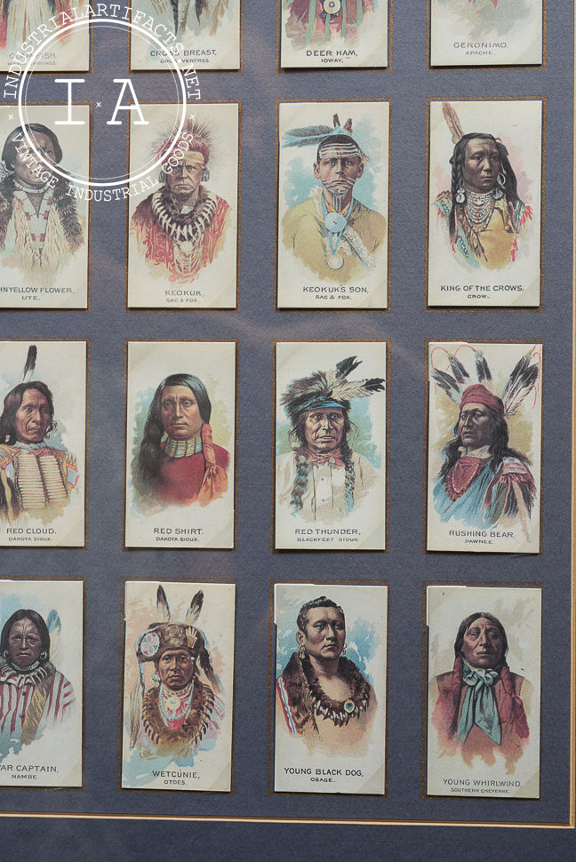 Framed Reproduction "American Indian Chiefs" Tobacco Card Set
