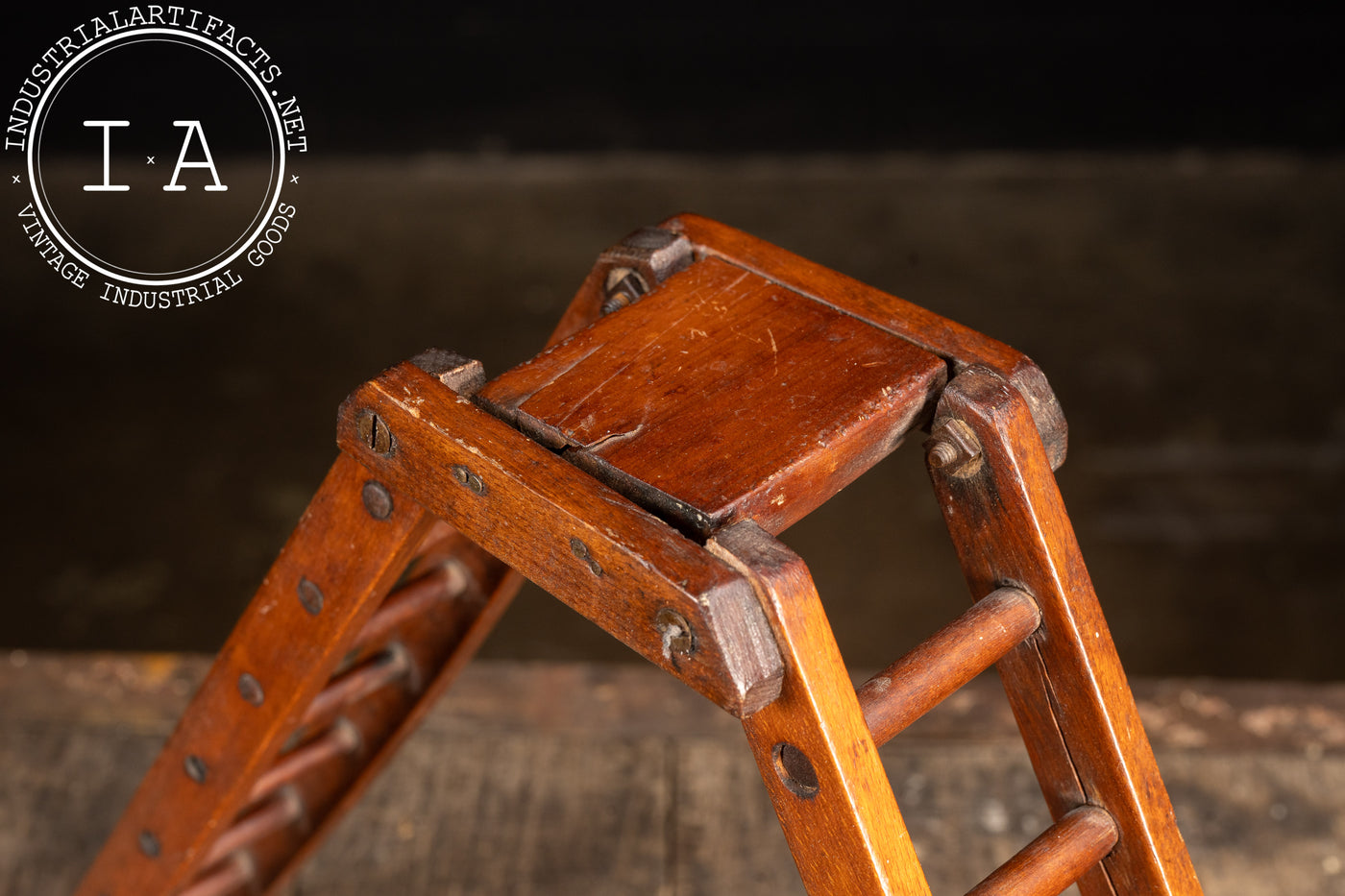 Early Salesman Sample Wooden Folding Ladder