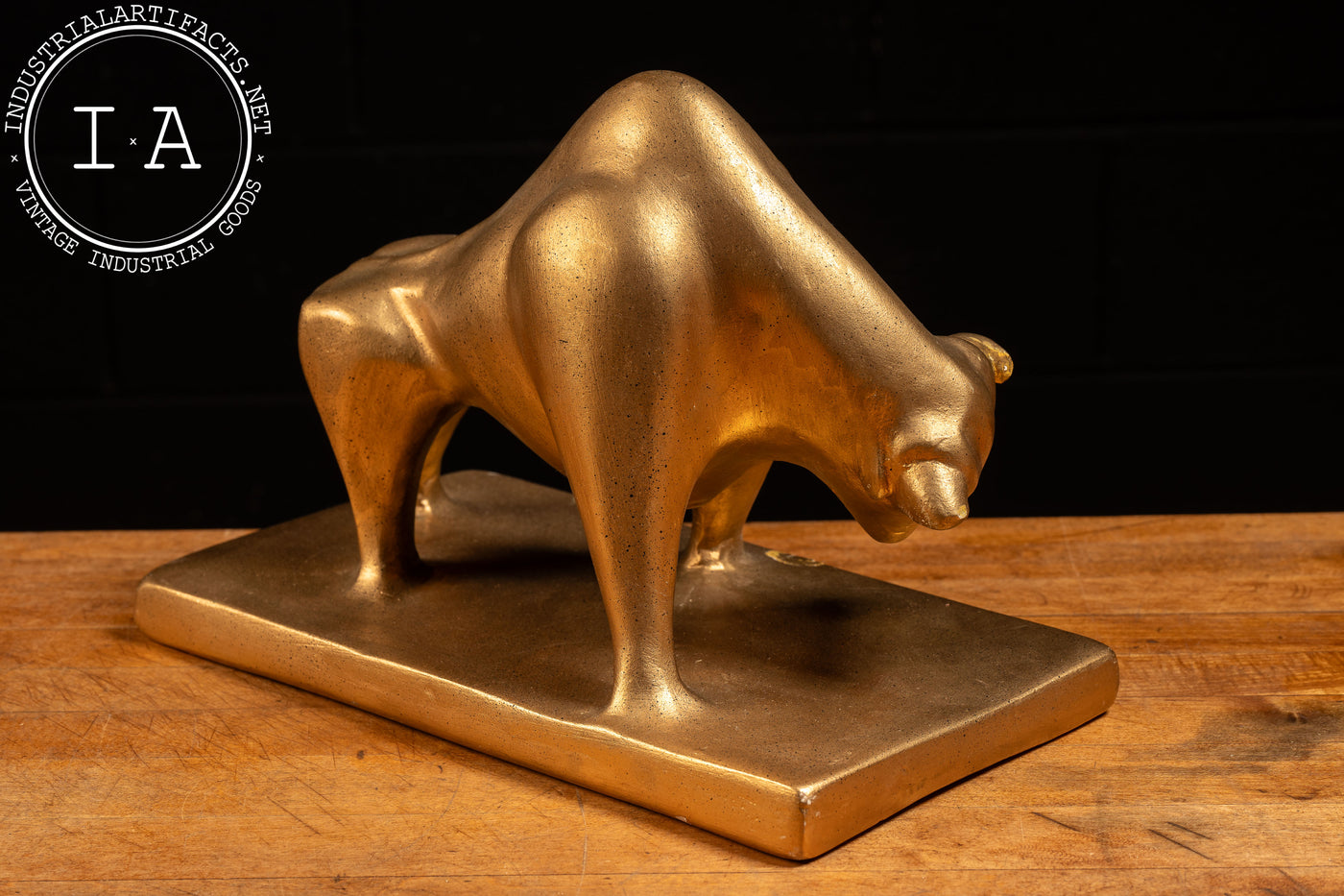 MCM Ceramic Bull Sculpture in Gold