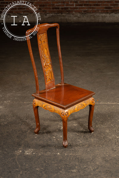 Antique Hand-Carved Chinese Scholar's Writing Desk and Chair Set