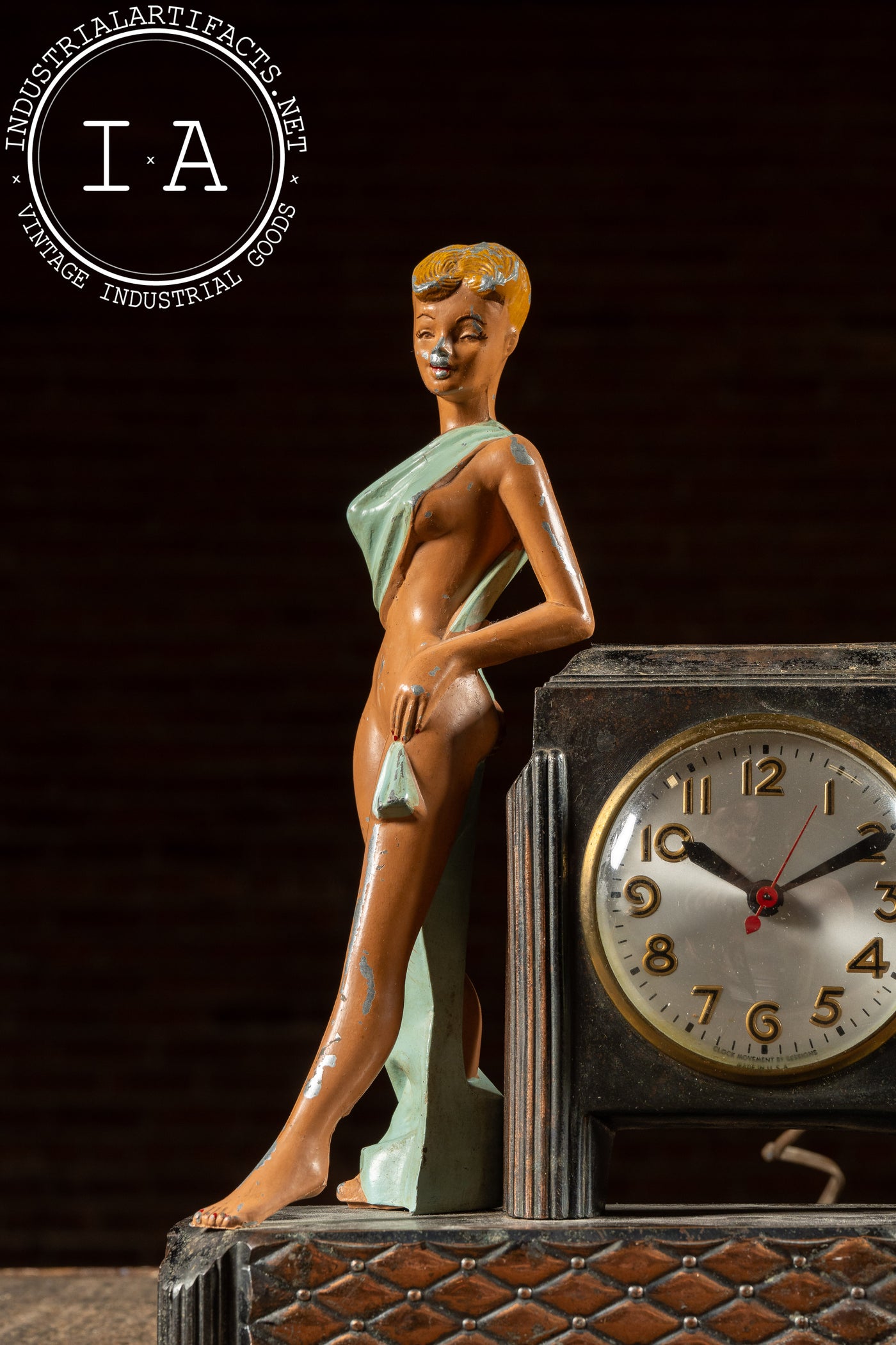 Art Deco Figural Electric Mantel Clock by Sessions