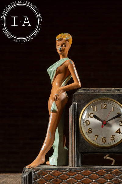 Art Deco Figural Electric Mantel Clock by Sessions