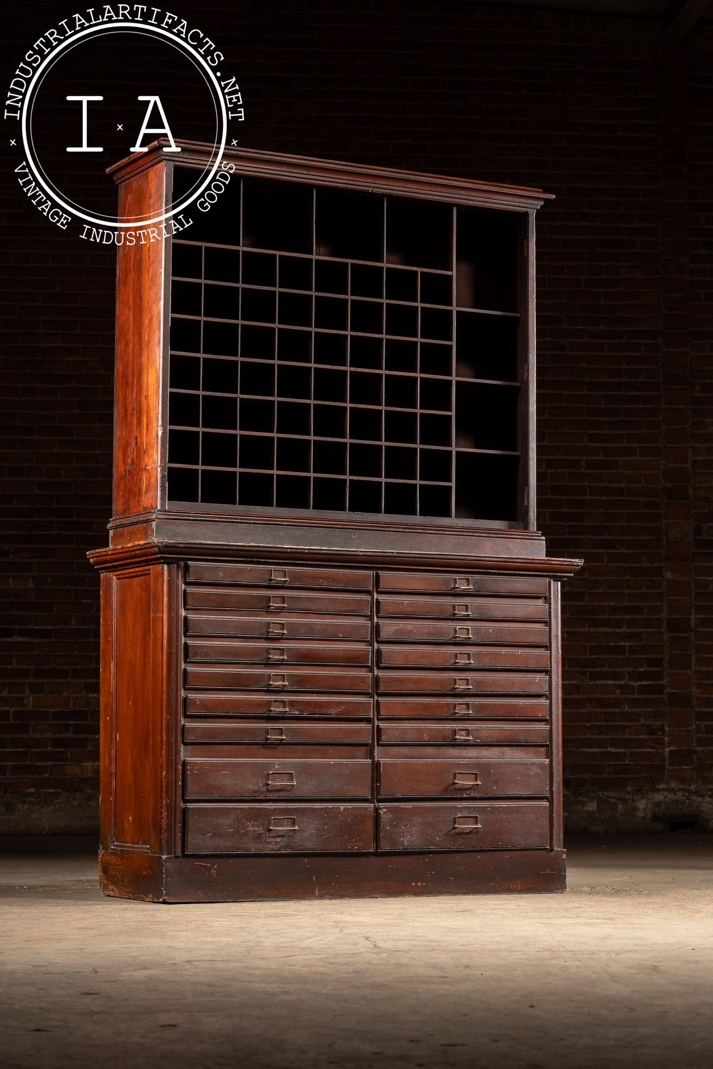 Early 20th Century Oak Mail Sorting Cabinet