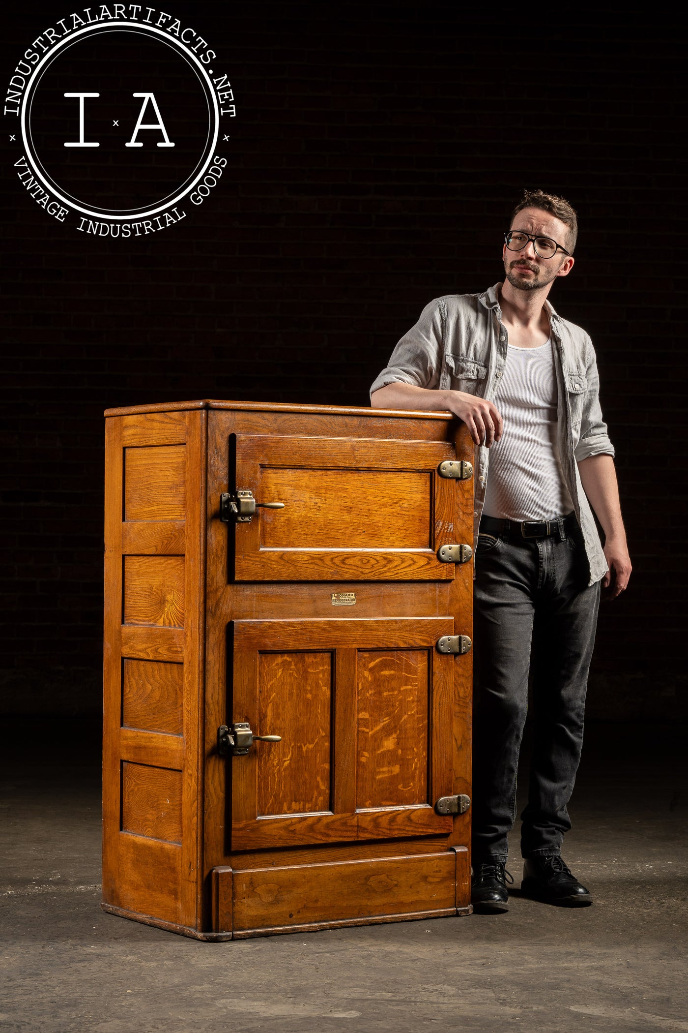 Early 20th Century Oak "Leonard" Refrigerator by Grand Rapids